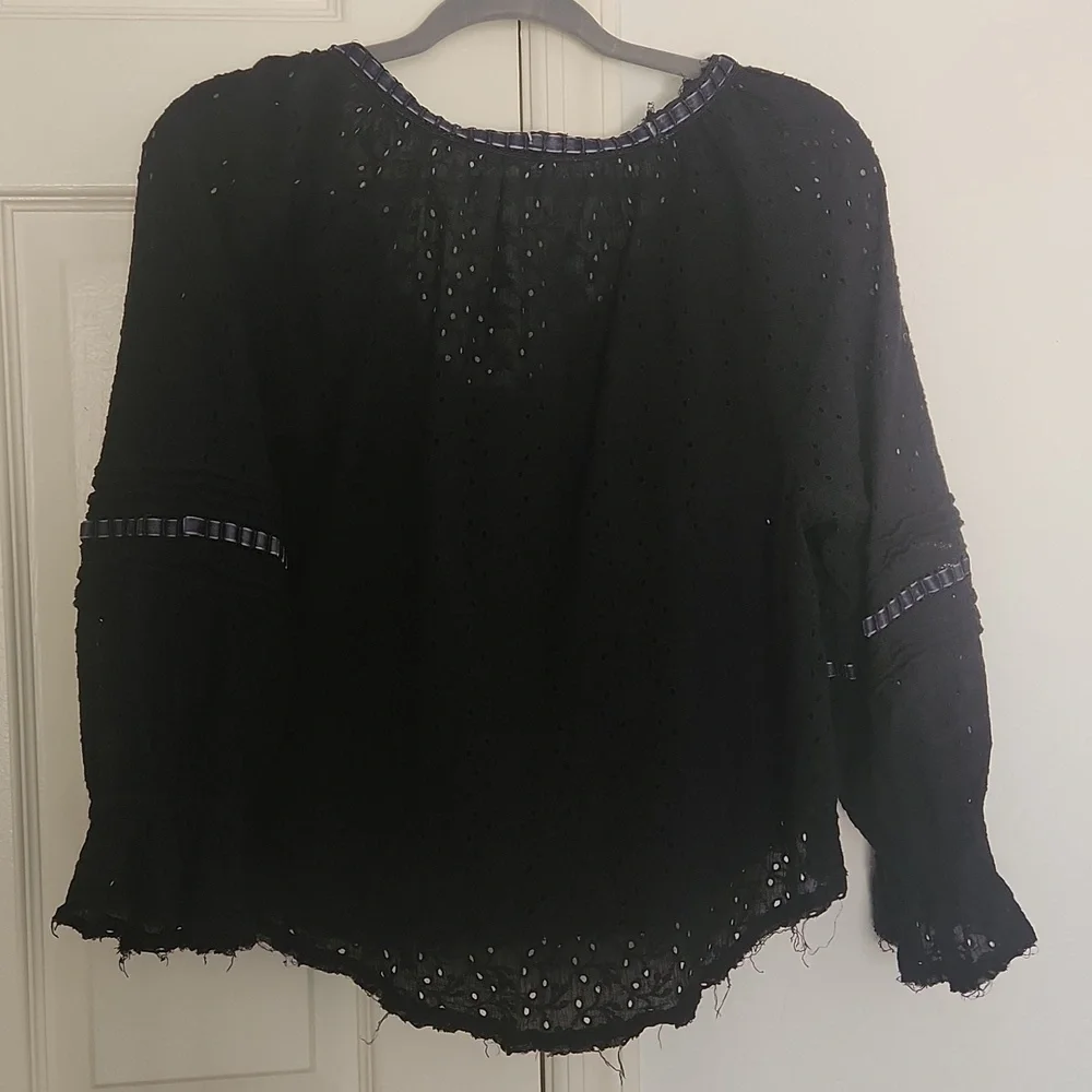 Free People Women’s Darcy Eyelet Blouse Black X-Small